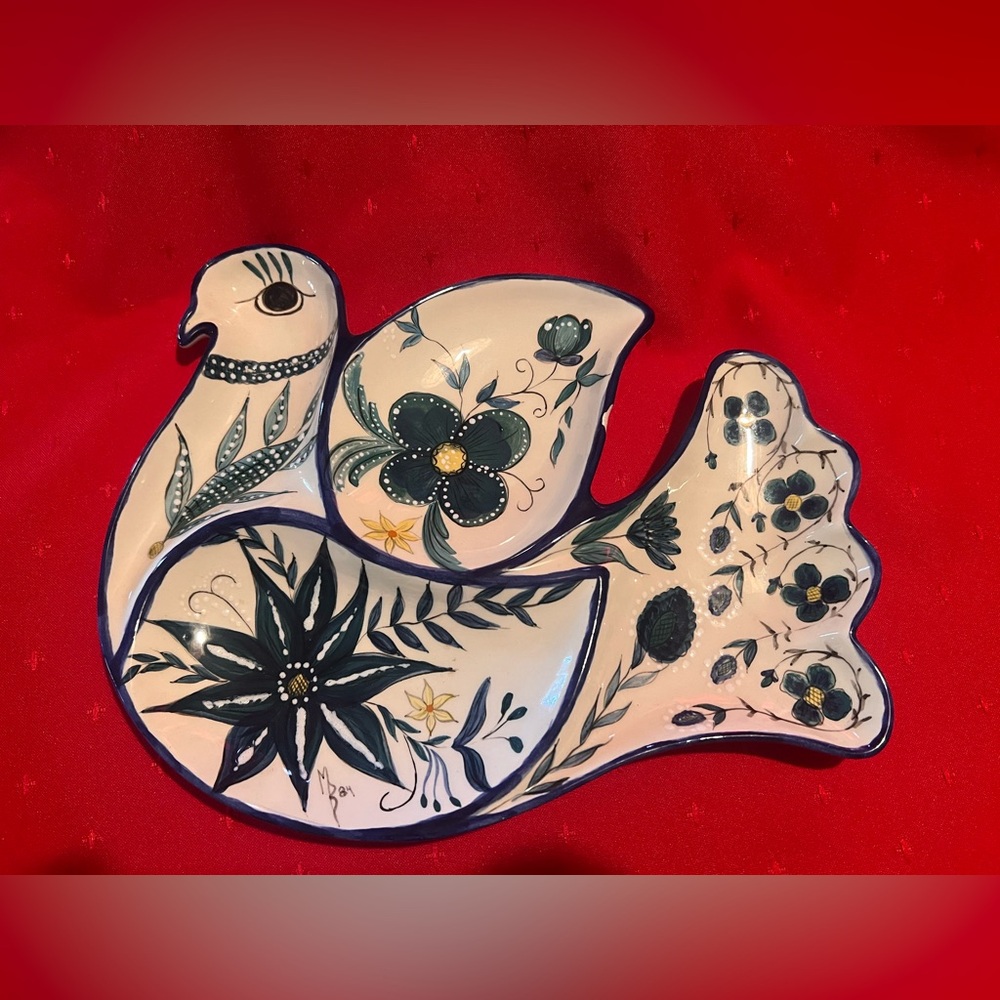 Hand-painted ceramic serving dish